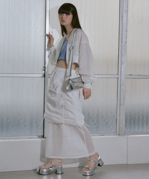 RAY CASSIN（レイカズン）の「メッシュリバーシブルドロストスカート（スカート・レディース・ブラック/ブルー/ホワイト・FREE）」の21枚目の写真