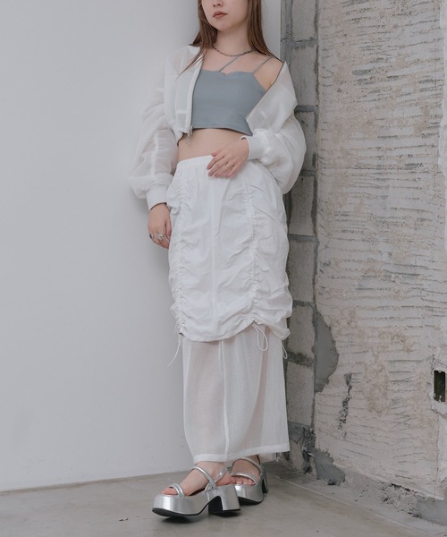 RAY CASSIN（レイカズン）の「メッシュリバーシブルドロストスカート（スカート・レディース・ブラック/ブルー/ホワイト・FREE）」の22枚目の写真