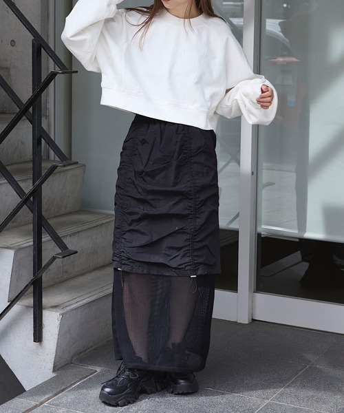 RAY CASSIN（レイカズン）の「メッシュリバーシブルドロストスカート（スカート・レディース・ブラック/ブルー/ホワイト・FREE）」の11枚目の写真