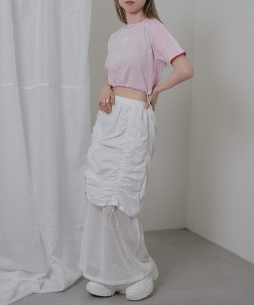 RAY CASSIN（レイカズン）の「メッシュリバーシブルドロストスカート（スカート・レディース・ブラック/ブルー/ホワイト・FREE）」の4枚目の写真