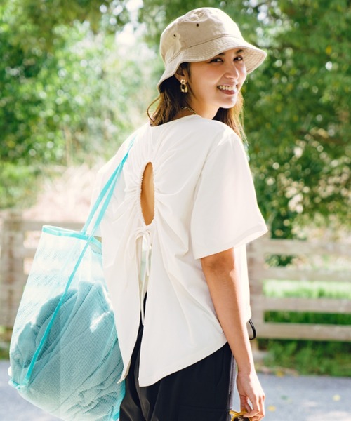 Ungrid（アングリッド）の「【ムラサキスポーツ限定】UNGRID/アングリッド 水陸両用 無地カッティングTシャツ/ラッシュガード   SS240801（Tシャツ/カットソー・レディース・ブラック/オフホワイト・M）」の2枚目の写真