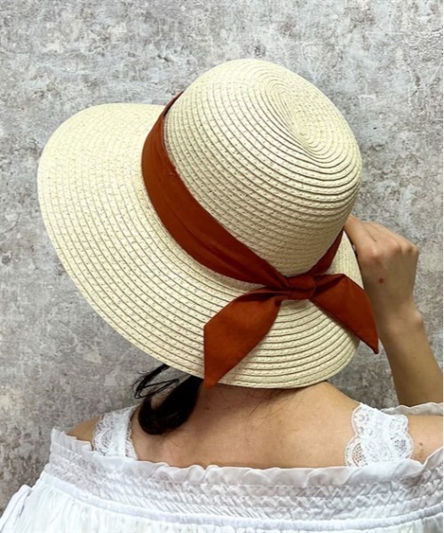 axes femme（アクシーズファム）の「リボン配色雑材ＵＶハット（ハット・レディース・ブラウン/ベージュ/ブラック・FREE）」の4枚目の写真
