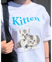 kitten猫プリントTシャツ