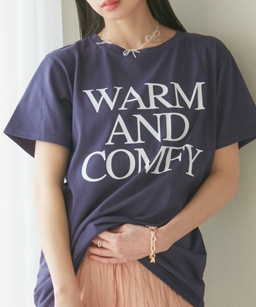 VIS（ビス）の「【洗える】Souvenir ロゴTシャツ（Tシャツ/カットソー・レディース・ネイビー/ベージュ系その他/ライトグレー・FREE）」の3枚目の写真