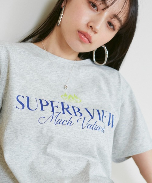 VIS（ビス）の「【洗える】Souvenir ロゴTシャツ（Tシャツ/カットソー・レディース・ネイビー/ベージュ系その他/ライトグレー・FREE）」の2枚目の写真