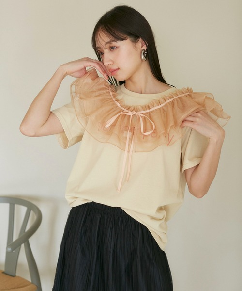 VIS（ビス）の「【洗える】Souvenir ロゴTシャツ（Tシャツ/カットソー・レディース・ネイビー/ベージュ系その他/ライトグレー・FREE）」の8枚目の写真