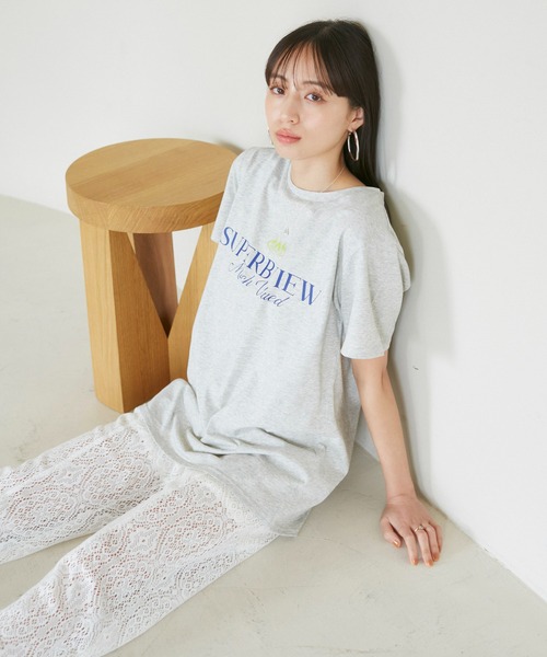 VIS（ビス）の「【洗える】Souvenir ロゴTシャツ（Tシャツ/カットソー・レディース・ネイビー/ベージュ系その他/ライトグレー・FREE）」の9枚目の写真