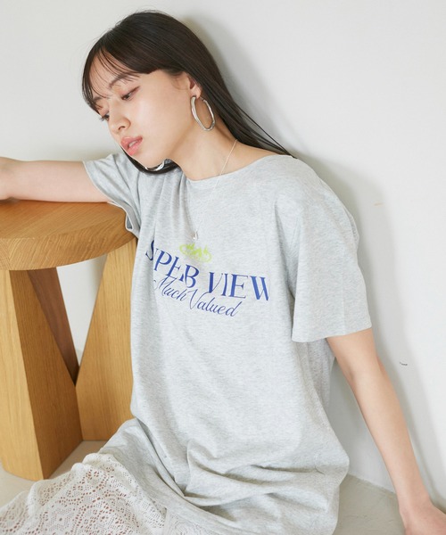 VIS（ビス）の「【洗える】Souvenir ロゴTシャツ（Tシャツ/カットソー・レディース・ネイビー/ベージュ系その他/ライトグレー・FREE）」の10枚目の写真