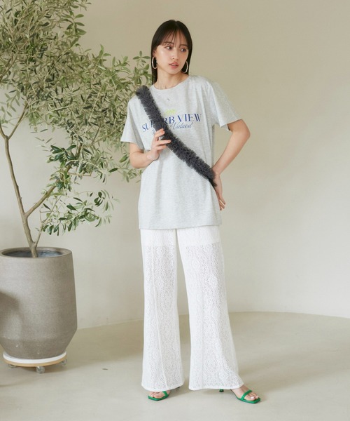 VIS（ビス）の「【洗える】Souvenir ロゴTシャツ（Tシャツ/カットソー・レディース・ネイビー/ベージュ系その他/ライトグレー・FREE）」の11枚目の写真