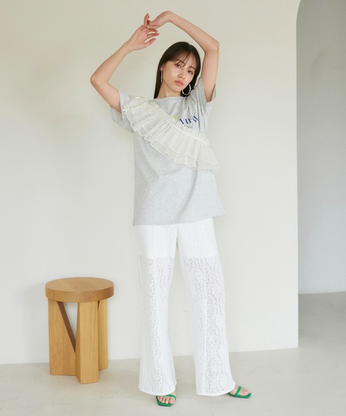 VIS（ビス）の「【洗える】Souvenir ロゴTシャツ（Tシャツ/カットソー・レディース・ネイビー/ベージュ系その他/ライトグレー・FREE）」の14枚目の写真