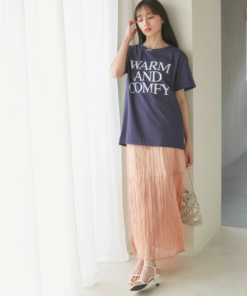 VIS（ビス）の「【洗える】Souvenir ロゴTシャツ（Tシャツ/カットソー・レディース・ネイビー/ベージュ系その他/ライトグレー・FREE）」の17枚目の写真