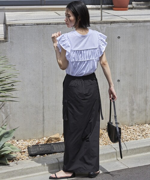 Firsthand（ファーストハンド）の「Firsthand/ファーストハンド オーガニックコットンフリルスリーブギャザートップス（Tシャツ/カットソー・レディース・ブラック/ホワイト/ブルー/ピンク・FREE）」の9枚目の写真