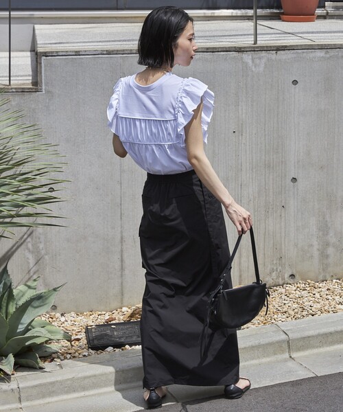 Firsthand（ファーストハンド）の「Firsthand/ファーストハンド オーガニックコットンフリルスリーブギャザートップス（Tシャツ/カットソー・レディース・ブラック/ホワイト/ブルー/ピンク・FREE）」の10枚目の写真