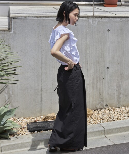 Firsthand（ファーストハンド）の「Firsthand/ファーストハンド オーガニックコットンフリルスリーブギャザートップス（Tシャツ/カットソー・レディース・ブラック/ホワイト/ブルー/ピンク・FREE）」の12枚目の写真