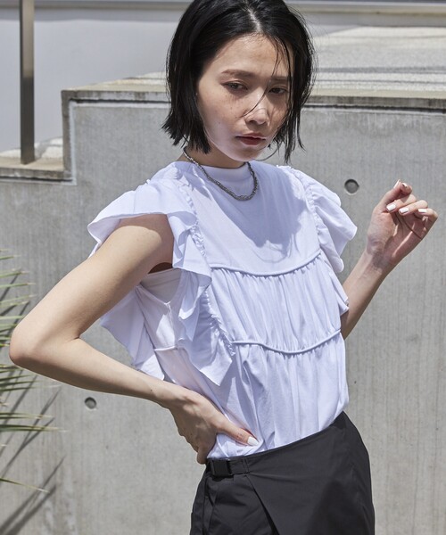 Firsthand（ファーストハンド）の「Firsthand/ファーストハンド オーガニックコットンフリルスリーブギャザートップス（Tシャツ/カットソー・レディース・ブラック/ホワイト/ブルー/ピンク・FREE）」の14枚目の写真