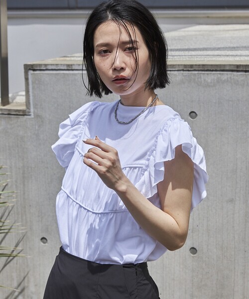 Firsthand（ファーストハンド）の「Firsthand/ファーストハンド オーガニックコットンフリルスリーブギャザートップス（Tシャツ/カットソー・レディース・ブラック/ホワイト/ブルー/ピンク・FREE）」の15枚目の写真