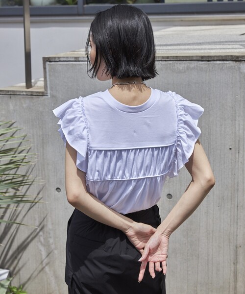 Firsthand（ファーストハンド）の「Firsthand/ファーストハンド オーガニックコットンフリルスリーブギャザートップス（Tシャツ/カットソー・レディース・ブラック/ホワイト/ブルー/ピンク・FREE）」の19枚目の写真