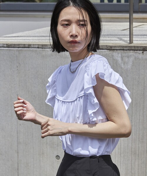 Firsthand（ファーストハンド）の「Firsthand/ファーストハンド オーガニックコットンフリルスリーブギャザートップス（Tシャツ/カットソー・レディース・ブラック/ホワイト/ブルー/ピンク・FREE）」の22枚目の写真