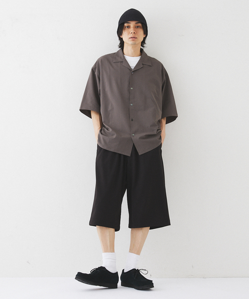 417 EDIFICE（フォーワンセブンエディフィス）の「サッカーオープンカラーシャツ（シャツ/ブラウス・メンズ・ブラック/ベージュ・MEDIUM/LARGE/XX-LARGE）」の9枚目の写真