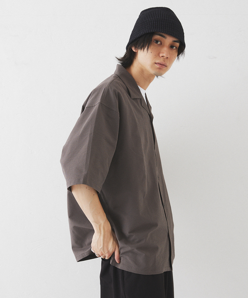 417 EDIFICE（フォーワンセブンエディフィス）の「サッカーオープンカラーシャツ（シャツ/ブラウス・メンズ・ブラック/ベージュ・MEDIUM/LARGE/XX-LARGE）」の20枚目の写真