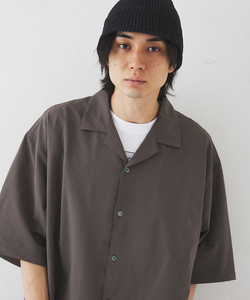 417 EDIFICE（フォーワンセブンエディフィス）の「サッカーオープンカラーシャツ（シャツ/ブラウス・メンズ・ブラック/ベージュ・MEDIUM/LARGE/XX-LARGE）」の18枚目の写真