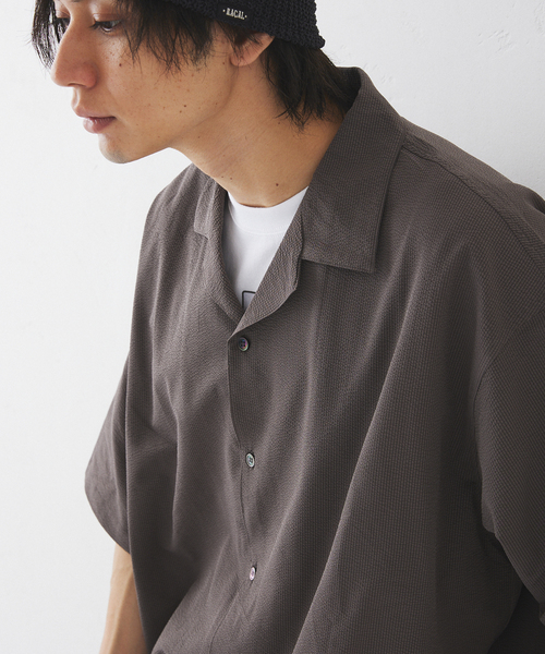 417 EDIFICE（フォーワンセブンエディフィス）の「サッカーオープンカラーシャツ（シャツ/ブラウス・メンズ・ブラック/ベージュ・MEDIUM/LARGE/XX-LARGE）」の17枚目の写真