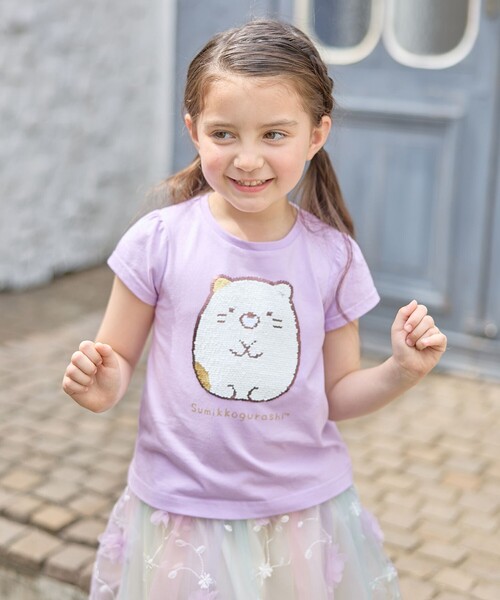 ANY（エニィ）の「【WEB限定/すみっコぐらし】ミラクルスパンコールTシャツ（Tシャツ/カットソー・キッズ・ライトグリーン系/ピンク系/ライラック系・130/120/110/100）」の2枚目の写真