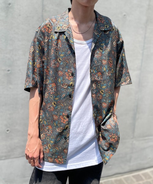 ROOT THREE（ルートスリー）の「【ROOT THREE】ポリ 総柄プリントオープンカラーシャツ 050260（シャツ/ブラウス・メンズ・B/D/C/A・M/L）」の3枚目の写真
