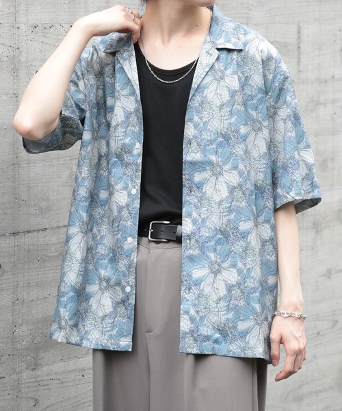 ROOT THREE（ルートスリー）の「【ROOT THREE】ポリ 総柄プリントオープンカラーシャツ 050260（シャツ/ブラウス・メンズ・B/D/C/A・M/L）」の5枚目の写真