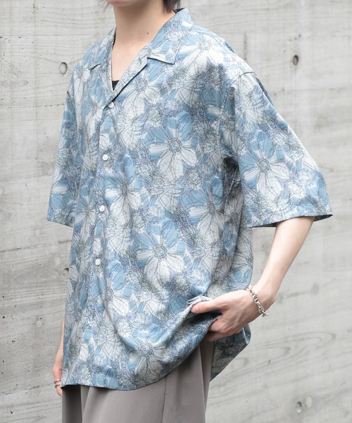 ROOT THREE（ルートスリー）の「【ROOT THREE】ポリ 総柄プリントオープンカラーシャツ 050260（シャツ/ブラウス・メンズ・B/D/C/A・M/L）」の6枚目の写真