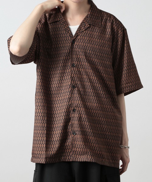 ROOT THREE（ルートスリー）の「【ROOT THREE】ポリ 総柄プリントオープンカラーシャツ 050260（シャツ/ブラウス・メンズ・B/D/C/A・M/L）」の12枚目の写真