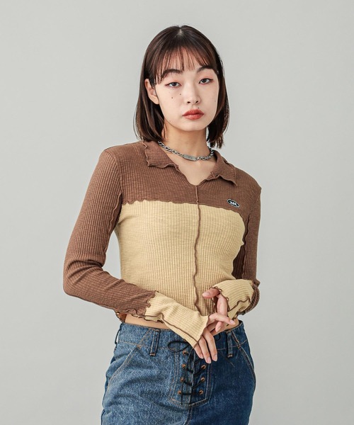 【セール】BICOLOR COMPACT PULLOVER SHIRT（シャツ/ブラウス）｜X-girl（エックスガール）