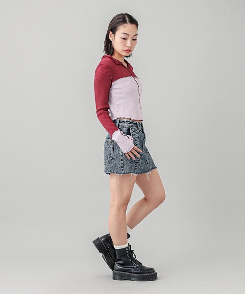 X-girl（エックスガール）の「BICOLOR COMPACT PULLOVER SHIRT（シャツ/ブラウス・レディース・ブラウン/バーガンディー/ネイビー・S/M）」の11枚目の写真