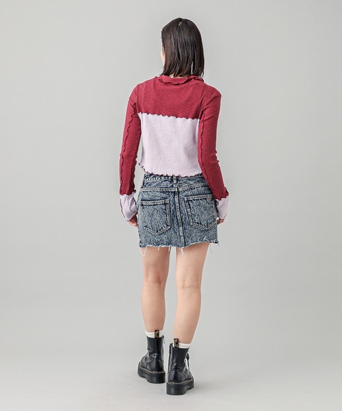 X-girl（エックスガール）の「BICOLOR COMPACT PULLOVER SHIRT（シャツ/ブラウス・レディース・ブラウン/バーガンディー/ネイビー・S/M）」の12枚目の写真