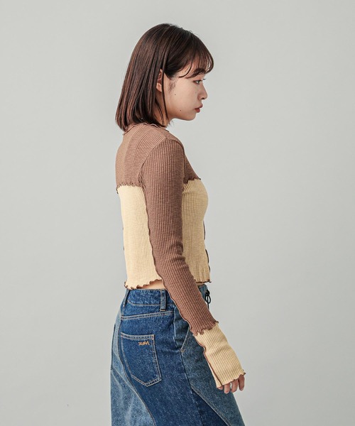 X-girl（エックスガール）の「BICOLOR COMPACT PULLOVER SHIRT（シャツ/ブラウス・レディース・ブラウン/バーガンディー/ネイビー・S/M）」の15枚目の写真