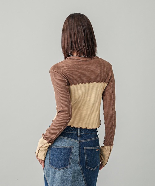 X-girl（エックスガール）の「BICOLOR COMPACT PULLOVER SHIRT（シャツ/ブラウス・レディース・ブラウン/バーガンディー/ネイビー・S/M）」の16枚目の写真