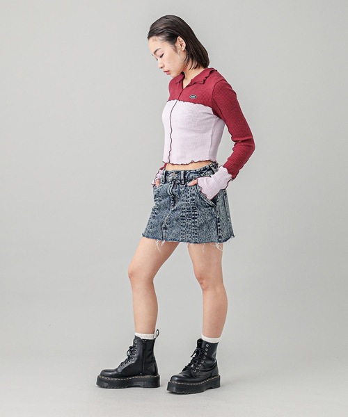 X-girl（エックスガール）の「BICOLOR COMPACT PULLOVER SHIRT（シャツ/ブラウス・レディース・ブラウン/バーガンディー/ネイビー・S/M）」の9枚目の写真