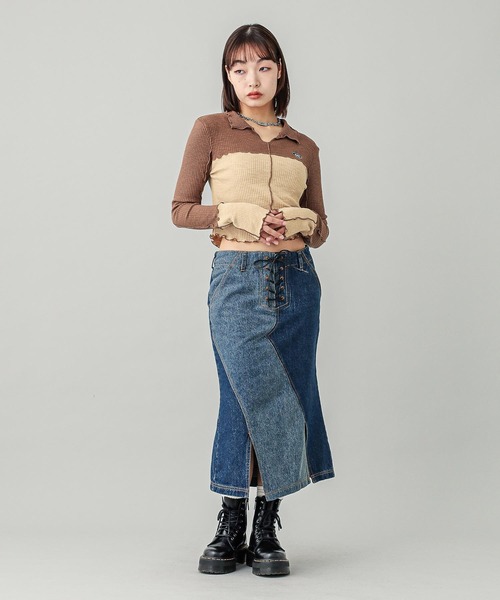 X-girl（エックスガール）の「BICOLOR COMPACT PULLOVER SHIRT（シャツ/ブラウス・レディース・ブラウン/バーガンディー/ネイビー・S/M）」の17枚目の写真