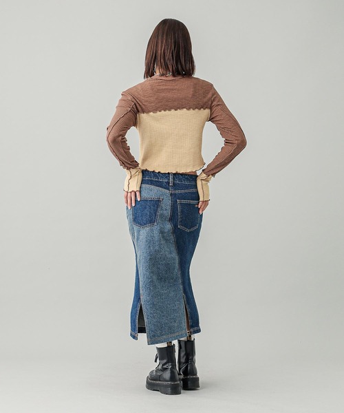 X-girl（エックスガール）の「BICOLOR COMPACT PULLOVER SHIRT（シャツ/ブラウス・レディース・ブラウン/バーガンディー/ネイビー・S/M）」の20枚目の写真