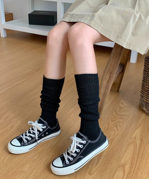 Teem Store（チームストア）の「リブ ハイソックス（ソックス/靴下・レディース・グレー/ホワイト/ブラック・F）」の2枚目の写真