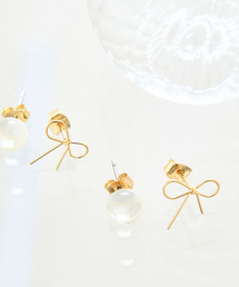 ROPE' PICNIC | ミニリボン・クリアボールピアスセット(ピアス(両耳用))