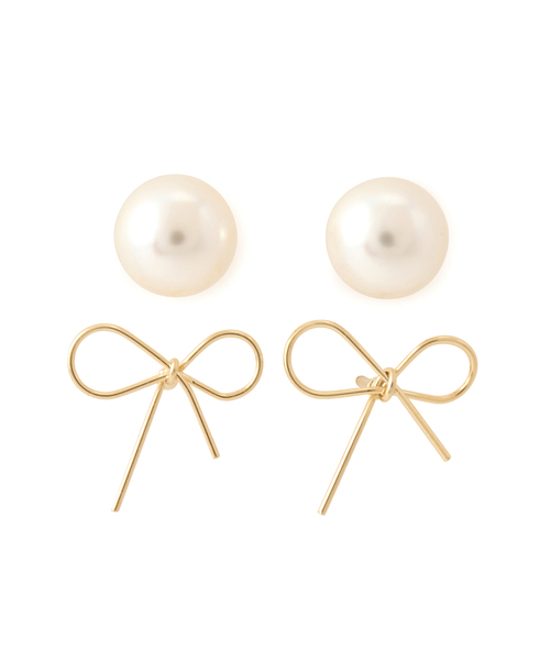 ROPE' PICNIC（ロペピクニック）の「ミニリボン・クリアボールピアスセット（ピアス（両耳用）・レディース・ホワイト/オフホワイト・FREE）」の6枚目の写真