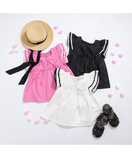 apres les cours（アプレレクール）の「【WEB限定】パイピングフリルチュニック（チュニック・キッズ・ピンク/ブラック/アイボリー・80/90/100/110/120/130/140）」の13枚目の写真