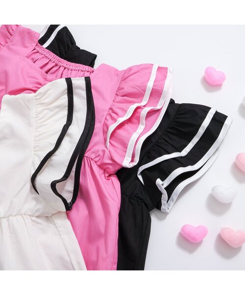 apres les cours（アプレレクール）の「【WEB限定】パイピングフリルチュニック（チュニック・キッズ・ピンク/ブラック/アイボリー・80/90/100/110/120/130/140）」の14枚目の写真