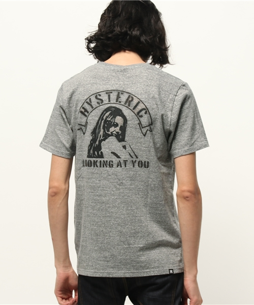 HYSTERIC GLAMOUR(ヒステリックグラマー)の「LOOKING AT YOU pt ポケ付T-SH(Tシャツ/カットソー・メンズ・ネイビー/トップグレー/グリーン系カモフラージュ/ブラック/ホワイト・LARGE/SMALL/MEDIUM/X-LARGE)」の11枚目の写真