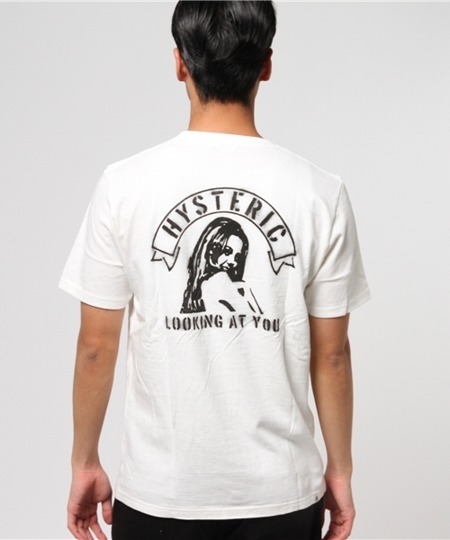 HYSTERIC GLAMOUR(ヒステリックグラマー)の「LOOKING AT YOU pt ポケ付T-SH(Tシャツ/カットソー・メンズ・ネイビー/トップグレー/グリーン系カモフラージュ/ブラック/ホワイト・LARGE/SMALL/MEDIUM/X-LARGE)」の6枚目の写真