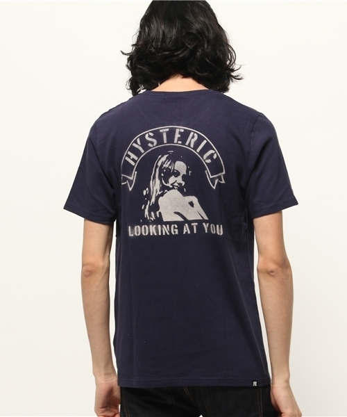 HYSTERIC GLAMOUR(ヒステリックグラマー)の「LOOKING AT YOU pt ポケ付T-SH(Tシャツ/カットソー・メンズ・ネイビー/トップグレー/グリーン系カモフラージュ/ブラック/ホワイト・LARGE/SMALL/MEDIUM/X-LARGE)」の10枚目の写真