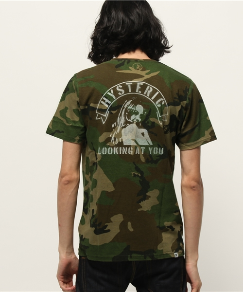 HYSTERIC GLAMOUR(ヒステリックグラマー)の「LOOKING AT YOU pt ポケ付T-SH(Tシャツ/カットソー・メンズ・ネイビー/トップグレー/グリーン系カモフラージュ/ブラック/ホワイト・LARGE/SMALL/MEDIUM/X-LARGE)」の20枚目の写真