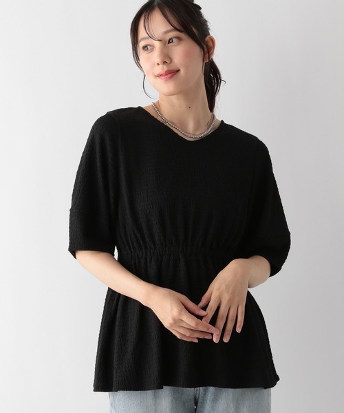 GLOBAL WORK(グローバルワーク)の「MATINEE LINE/シャーリングペプラム/124013(Tシャツ/カットソー・レディース・グレイッシュブルー/アイボリー/ブラック・MEDIUM/LARGE)」の11枚目の写真