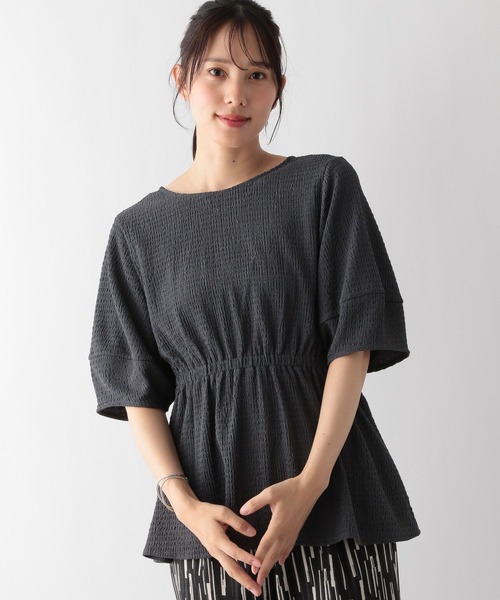GLOBAL WORK(グローバルワーク)の「MATINEE LINE/シャーリングペプラム/124013(Tシャツ/カットソー・レディース・グレイッシュブルー/アイボリー/ブラック・MEDIUM/LARGE)」の14枚目の写真